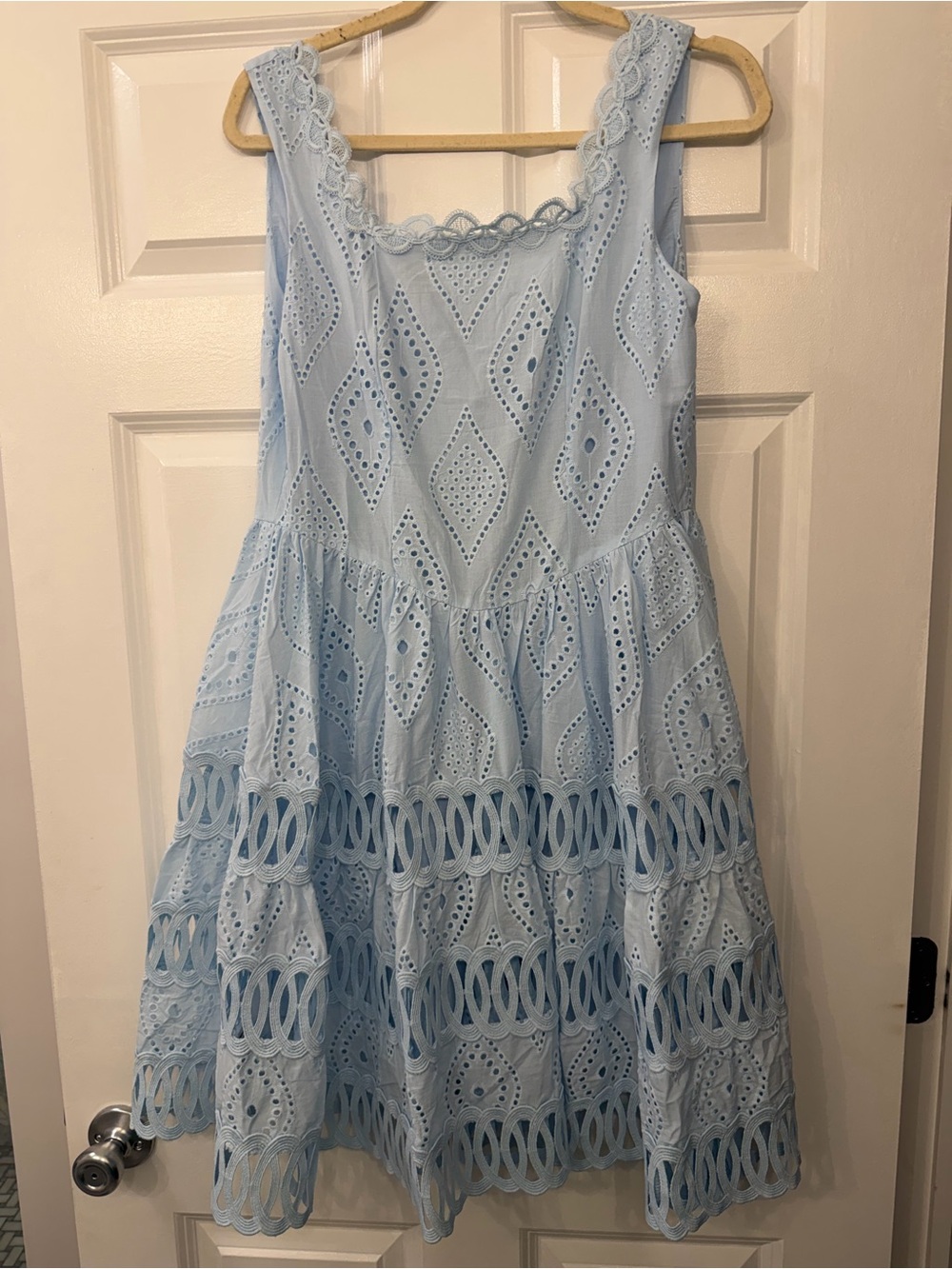 Chicwish Light Blue Eyelet Tiered Sundress